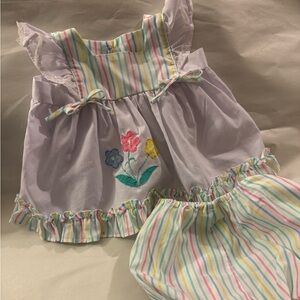 Striped Pastel Vintage Baby Girl Dress Set Cradle Togs